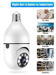 CasaBella Cámara de segur|dad con bombilla wifi 1080p, cámara de segur|dad con bombilla inalámbrica 1080p, cámara de segur|dad E27, visión nocturna en color, rotación de 360°, seguimiento automático de personas, comunicación bidireccional, hogar inteligente - Blanco - Ver 9