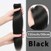 1pc Best-Selling Straight Hair Extension! Heat-Resistant Straight Sew-In Hair Extension, #1B Matte Color, 12-28 Inches, Hand-Woven, Suitable For Women DIY Hairstyles - Black - View 18