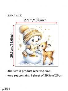 1 pieza Calcomanía de pared Alegría navideña - Reno y muñeco de nieve de dibujos animados, pegatina autoadhesiva extraíble para decoración del hogar, decoraciones navideñas, decoración de habitación, decoración de pared, pegatinas de pared, pegatinas navideñas para el hogar