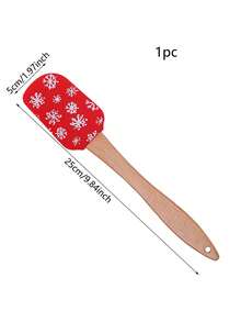 1/6 件圣诞硅胶抹刀圣诞老人麋鹿雪花雪人圣诞蛋糕抹刀带木柄用于烘焙和搅拌圣诞派对厨房用具 - 彩色 - 查看 15