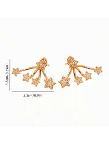ZIMR 1 Pair Luxury Star-Shaped Earrings |   Sparkling Cubic Zirconia Inlaid, Hypoallergenic |   Perfect For Parties, Festivals & Ideal Christmas Gift - 黃金 - 查看 10