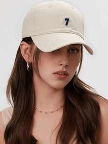 Șapcă de baseball minimalistă pentru femei, 1 buc., cu design rafinat brodat cu numărul 7, material moale și respirabil, curea reglabilă pentru o potrivire perfectă, accesoriu elegant pentru cap, ieșiri casual zilnice, sporturi în aer liber, modă stradală - Indispensabil pentru modă - Femei în avangardă