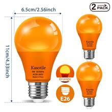 Kasotile LED Colored Light Bulbs,A60 9Watts (60W Equivalent),E26 Standard Medium Base, Non-Dimmable For Wedding Halloween Christmas Party Bar Decor And Photographyscene(2 Packs)