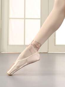 Ballet Pointe Shoes, Ballet Dance Shoes With Ribbons, Elegant Pink Ballet Flat Shoes And Slippers