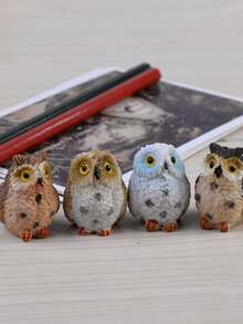 1 pieza Nuevo accesorio de decoración de figura de búho animal lindo para micro paisaje, ornamento pequeño de escritorio, adecuado para Halloween, Día de San Valentín y Navidad, decoración de micro paisaje, material ABS búho