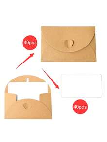 10/20/40/50 sets Mini enveloppes avec cartes vierges, set d'enveloppes en papier kraft, pour cartes cadeaux, faveurs de mariage, cartes de vœux, cartes de visite, fournitures de fête de remise des diplômes, enveloppes de remerciement
