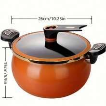 Olla de sopa multifuncional de gran capacidad de 7 litros, 26 cm/10 pulgadas, adecuada para cocinar y hervir, compatible con estufas de gas e inducción. - Naranja - Ver 4