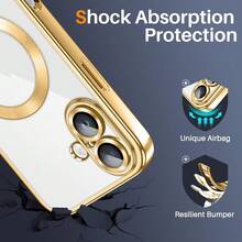 Deluxe Wireless Charging Magnetic Case With Lens Protection Plating Clear Shockproof Transparent TPU Case Compatible With IPhone 17 17Pro 17Air 17Pro Max 16 16Pro 16Pro Max 15 15Pro 15Pro Max Case - Black - View 4