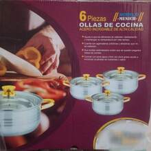 Budineras / cacerolas  de Cocina 6 piezas de acero inoxidable de alta calidad resistente, compatible con cualquier fuente de calor incluyendo inducción. - Plateado - Ver 5