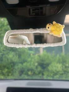1pc Cute Turtle Plush Rearview Mirror Cover, INS Cartoon Female Rearview Mirror Decoration, Car Interior Accessory - Turtle Rearview Mirror - View 4