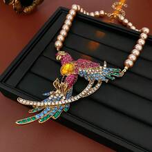 Creative And Fashionable Imitation Pearl Parrot Bird Wings, Cute Animal Necklace, Light Luxury, Niche Elegance, Retro High-End Design Sense, Earrings, Daily Leisure Commuting Accessories, Suitable For Banquets, Parties, Birthdays And Holiday Gifts For Girlfriends And Girlfriends - 項鍊-彩色(環保) - 查看 12