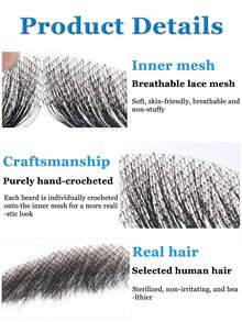 男士假手织胡须（上胡须）面部毛发自然隐形蕾丝小胡子适用于万圣节圣诞派对影视化妆装扮胡须道具假胡须