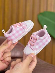 春秋奢华婴儿运动鞋，白色和粉色网眼软底休闲时尚舒适一脚蹬幼儿鞋，适合所有季节室内外儿童步行鞋 - 粉色 - 查看 2