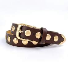 Women's Versatile Studded Punk Style Belt, PU Leather Polka Dot Street Style Waist Belt, Suitable For Spring, Summer, Autumn And Winter Summer, School Fall, Autumn, Halloween