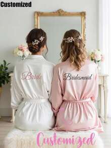 个性化伴娘睡袍、新娘及伴娘睡袍、缎面睡袍、婚礼睡袍、单身派对睡袍、伴娘礼物、伴娘邀请、生日睡袍、可折叠睡衣、舒适家居服、四季皆宜、精致节日及婚礼礼物 - 彩色 - 查看 5