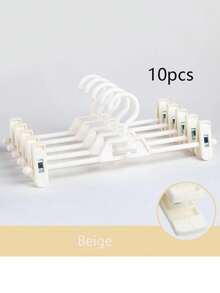 1pc Plastic Rotating Pants Hanger, Seamless Non-Slip Clip, Home Storage Rack - Beige - View 10