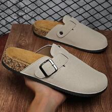 Mules pour hommes, semelle en bois douce sans dos, sandales décontractées à enfiler pour le bureau, la maison et l'extérieur, grandes tailles - Beige - Voir 5