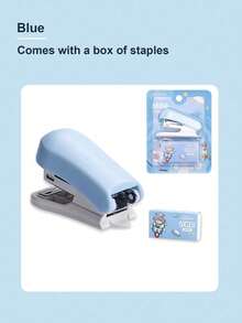 Compact Stapler In Minimalist Style, Three-In-One Function For Office And Study, Portable Document And Exam Binding Tool, Cartoon Multifunctional Binder For Students, Mini Stationery Stapler Set, Back-To-School Season Goodies