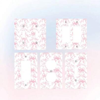 Bohemian Floral Light Switch And Outlet Covers - Decorative Electrical Socket Plates With Pink Flowers, Easy Installation No Wiring Needed, For Farmhouse, Living Room, Bathroom, Bedroom - Compatible With Single/Double Switches & Outlets, Home Decor Accents, Room Styling, Botanical Theme, Vintage Aesthetic, Durable Covers, Smooth Finish, Switchplate Covers, Switch Cover, Bohemian Decor