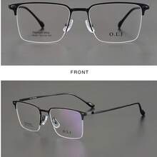 Monture de lunettes carrée en titane pur ultra-légère, lunettes unisexes rétro à demi-monture en titane de couleur unie, pour toutes les saisons