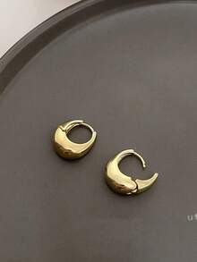 1 Pair Versatile Metal Water Drop Oval Hoop Earrings, Suitable For Women's Daily Wear