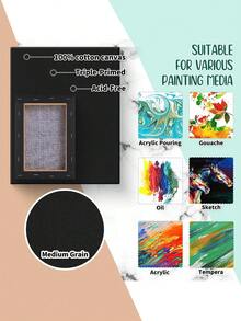1 pezzo Tela di colore nero, tela bianca per pittura ad acrilico, olio e gouache, disponibile in varie misure: 15x15 cm, 15x20 cm, 20x20 cm, 20x25 cm, 20x30 cm, 25x30 cm, 30x40 cm, adatta per artisti e principianti