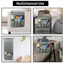 Ultrasonic Flocking Embossed Armrest Pad With Storage Layer, All-Season Modern Minimalist Sofa Armrest Cover