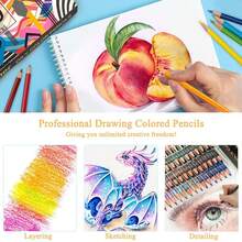 180 Colors Artist Colored Pencils Set For Adult Coloring Books, Soft Core, Professional Numbered Art Drawing Pencils For Sketching Shading Blending Crafting - 180 Colors-pP Box - View 4