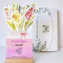 2026 Flowers Desk Calendar Mini Calendar Standing Desk Calendar Vase-Like Desktop Monthly Planner For Home School Office - Multicolor - View 15