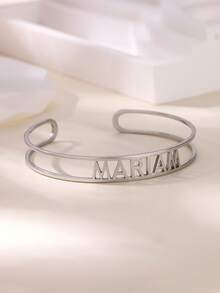 Customized Name Bracelet For Women, Stainless Steel Material, Customizable Bangle/Open Cuff, Personalized Wrist Accessory, Mother's Gift, Jewelry & Watch, Seasonal Selection, Elegant Apparel - Multicolor - View 7