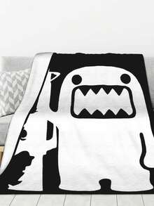 Vintage Domo Kun AK47 Cozy Flannel Thick Warm Blanket, Double Sided Throw Blanket Fluffy Soft Fuzzy Thick Blanket For Couch, Bed And Gifts(Black, 60" X 80") - 黑色 - 查看 1