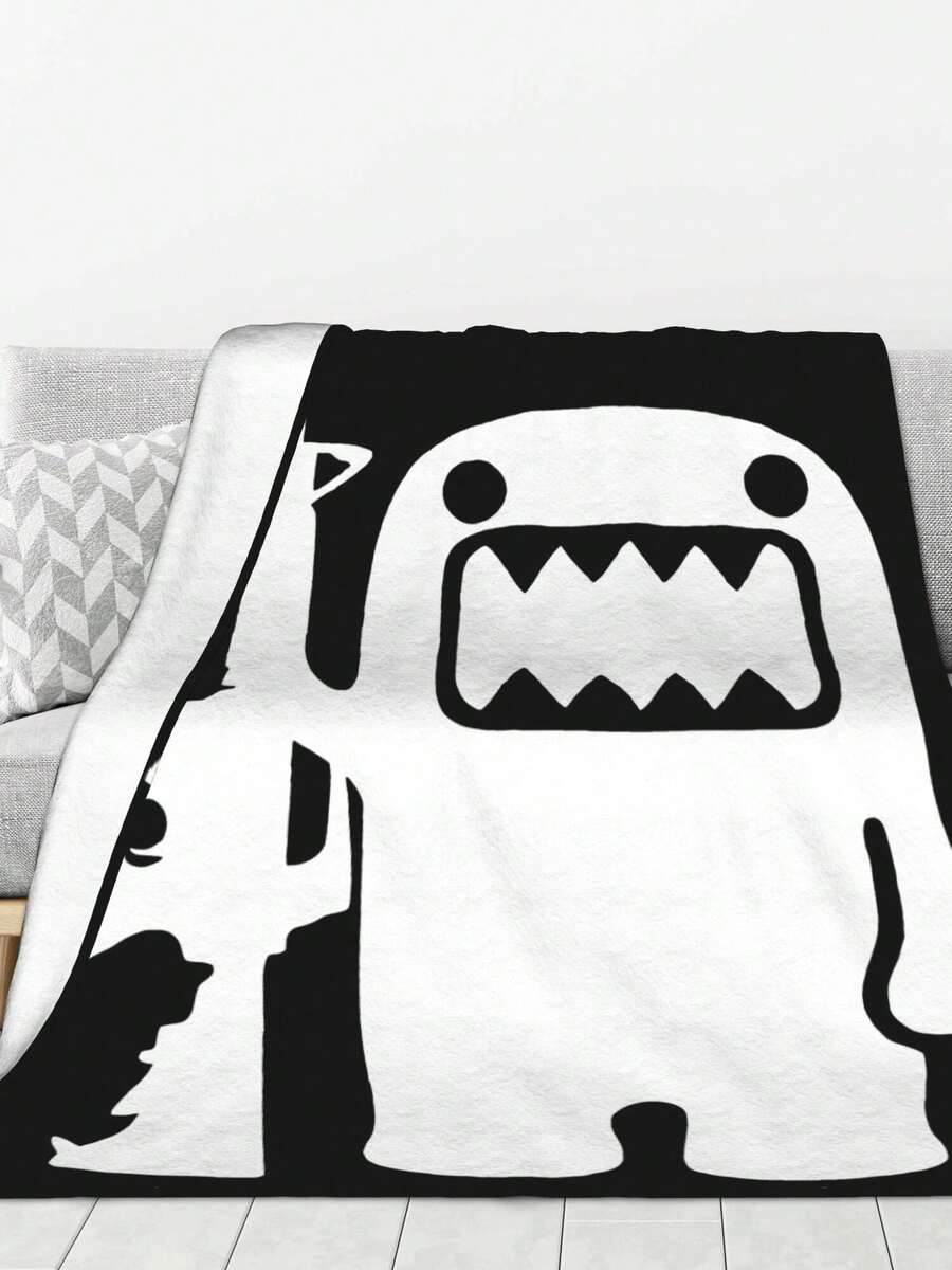 Vintage Domo Kun AK47 Cozy Flannel Thick Warm Blanket, Double Sided Throw Blanket Fluffy Soft Fuzzy Thick Blanket For Couch, Bed And Gifts(Black, 60" X 80") - 黑色 - 查看 1