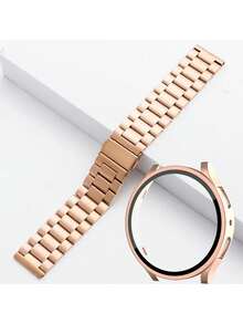 一套玫瑰金实心不锈钢金属表带（20毫米）+表壳，兼容三星Galaxy Watch 7/6/5/4 44毫米/40毫米表带保护壳接口，适合20毫米男女款表带 - 玫瑰金 - 查看 2