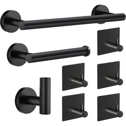 Juego de Accesorios de Baño de Acero Inoxidable 8 Piezas, Plata