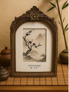 1pc European Vintage Resin Photo Frame - Elegant Home Decor Pendant - Luxurious Embossed Hanging Ornament - Ideal For Literary And Light-Themed Interiors - Home Accessories