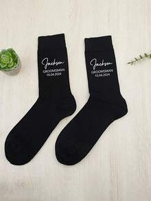 Chaussettes de sport personnalisées, bas, chaussettes noires personnalisées, chaussettes avec visage personnalisé, chaussettes de couple, chaussettes avec lettrage formel, de luxe, convenant pour la course, divers sports de balle, chaussettes de fête, week-end, unisexe, meilleures pour hommes, fête des pères, cadeau pour mari, papa - Multicolore - Voir 8