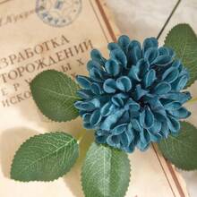 25pcs Blue-Green Artificial Dahlia Flowers For Holiday Celebration, Birthday Party, Graduation Ceremony, Wedding, Large Gathering, Valentine's Day, Thanksgiving - Dark Teal - View 6