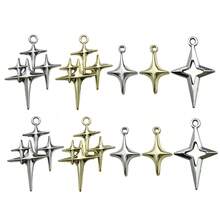 10/20/30pcs Silver Four-Pointed Star Charm Alloy Fashion Star Pendant For DIY Bracelet Necklace Earrings Jewelry Making Craft Accessories 22x34mm - Antique Silver - View 10