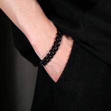 MDFUN 1pc Fashionable & Versatile Minimalist Stainless Steel Cuban Link Bracelet With Spring Clasp, Suitable For Women And Men, For Daily Wear, Parties, Holidays, And Gift Giving