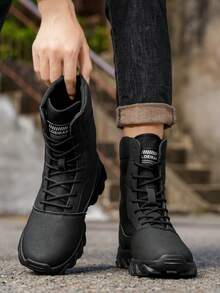 2025 Nowe buty sportowe męskie na co dzień, buty trekkingowe do uprawiania sportów na świeżym powietrzu, wysokie kowbojki w stylu western, odpowiednie na kowboja, farmę, plac budowy, wyprawę i taktykę - Czarne - Zobacz 6