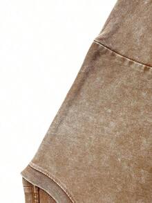 Faith Can Move Mountain Unisex Washed Christian Shirt, Christian Scripture T-Shirt, Vintage Retro Washed Shirt Double Sided Printed (230 Heavyweight Pure Cotton T-Shirt) High Quality Christian T-Shirt, Christian Gifts, Men's And Women's Shirts, Comfortable, Fashion Christian Shirt, Street Style Pure Cotton Fall Shirtwinter Clothes For Women - 咖啡棕 - 查看 5