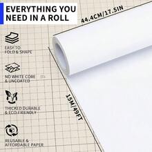 White Paper Kraft Arts Paper Roll - 17.5 Inches By 49.2 Feet 15m Wrapping Paper New Year CraftsDrawing Art PAP01WH - 白色 + 44.5 公分 x 15 公尺 [17.5 英吋 x 49.2 英尺] - 查看 2