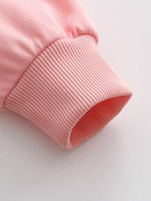 1PC Girls Fresh "Smile" Print Sweatshirt, Soft Fabric, Casual Outing Versatile Style - Pink - View 5