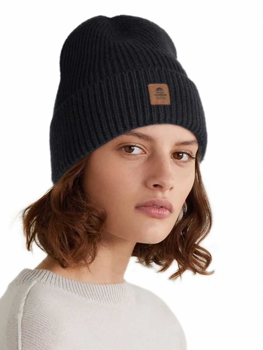 1pc Women Beanie Cuffed Thick Knitted Beanie Hat, Unisex Winter Hat Beanies Skull Cap, Outdoor Accessory