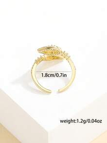 1 Piece Fashionable 14K Gold-Plated Double-Headed White Stone Drop Ring For Women's Daily Wear