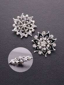 1pc/2pcs Vintage Hollow Flower Metal Buttons With Rhinestone Inlay, Suitable For Coats, Sweaters, Suits, Uniforms, Dresses, DIY Hair Accessories, Bags, Gift Boxes, Jewelry Accessories - Multicolor - View 3