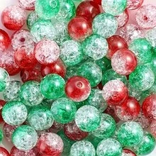 120/60pcs 8/10mm Acrylic Christmas Beads Mix Festive Red & Green Loose For DIY Jewelry Making