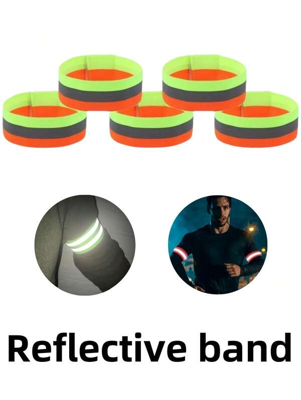 1 Pair Reflective Arm/Wrist Band, Suitable For Night Cycling/Running, High Visibility, Elastic Reflective Strap, Essential For Outdoor Cycling
