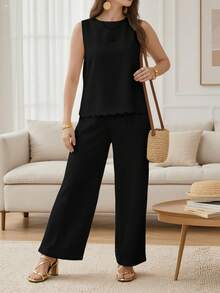 Summer Women'S Sleeveless Strappy Tie-Waist Pants, New Fashion Pants. - 黑色 - 查看 5