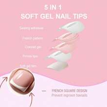 SWETIDAY Toe Nail Tips Press On, French Fake Short Toe Tips, 150Pcs Square Round Acrylic Toenail Press Ons, 15 Sizes French Baby Pink Wearable Full Cover Fake Toenails - 莓粉紅方形法式尖腳趾甲片 - 查看 2